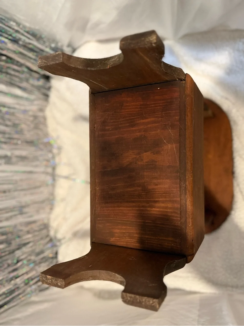 Rustic Wooden Side Table with Magazine Holder - Brown - Picture 12 of 12